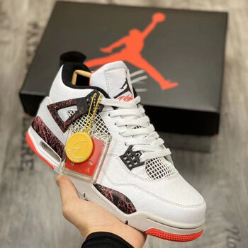 兔八哥红白男女鞋简约情侣鞋篮球鞋308497-116 aj4热熔岩(高品质版本)