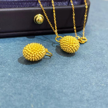 老凤凰黄金榴莲吊坠999足金纯金坠子金榴莲项链锁骨链七夕情人节送