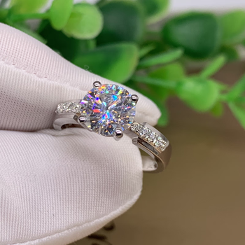 drod莫桑石戒指女微镶玫瑰金仿真钻石d色戒指女情侣结婚钻戒女金1克拉