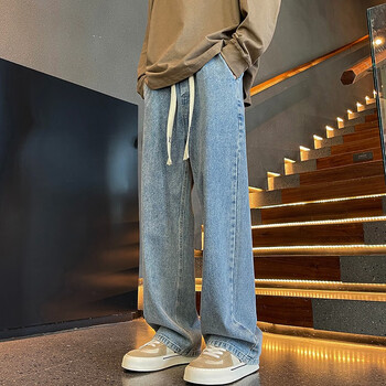 百鹊亭美式渐变牛仔裤男2024春夏款潮牌高街宽松直筒裤子男时尚休闲裤男 复古色【纯色百搭】 3XL