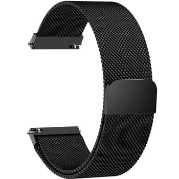 多乐由天梭卡西欧dw依波西铁城天X表不锈钢表带米兰金属编织网带手链 黑色 20mm