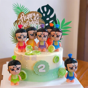 芙滋窝金刚葫芦娃生日蛋糕七兄弟儿童千里眼火娃水娃蛋糕全国同城配送