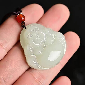 碧玉辰 新疆和田玉观音吊坠弥勒佛男士女士款玉石项链菩萨吊坠情侣玉佩 中号佛公