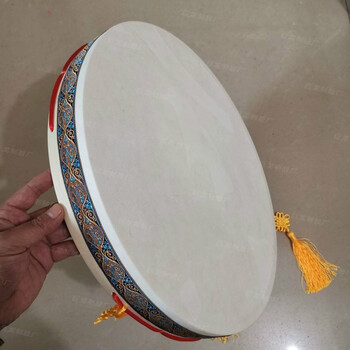 纯山羊皮跳大神二神鼓文王鼓东北看事出马镇堂鼓 鼓鞭鼓包神词 45厘米