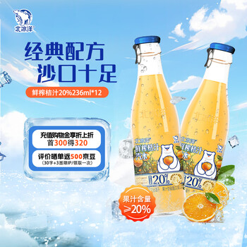 北冰洋 Beibingyang 北冰洋 鲜榨桔汁汽水 236ml*12瓶