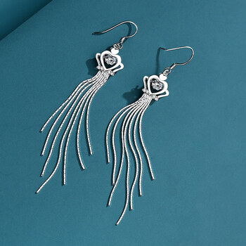 饰之秀皇冠流苏耳环女夏2022年新款潮轻奢感气质款耳饰夏天耳坠白金色