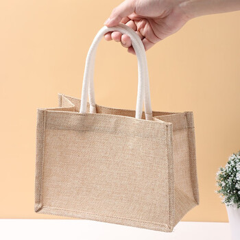 鹿藤麻袋手提袋购物袋简约礼品袋麻布袋便携午餐包购物i外出收纳袋横