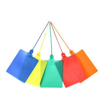 竹特 塑料标签牌 无锁扣款 红色 100条/包 8*10cm 物流吊牌塑料挂签