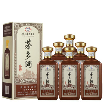 茅乡贵州茅台集团 茅乡珍品53度酱香型白酒 咖啡色整箱6瓶