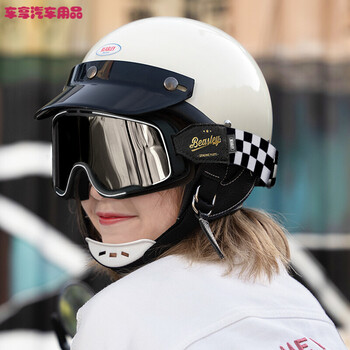 hnj复古电动摩托车头盔男女巡航机车日式瓢盔玻璃钢夏季哈雷半盔 60s