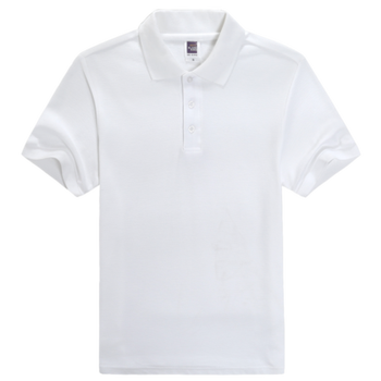 的带领子有领短袖polo衫夏天棉有领t恤短袖女运动翻领体恤工作服 白色