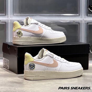 菁派aj男女鞋air force 1蝴蝶蜜蜂刺绣纯白空军一号低帮鞋男女休闲运