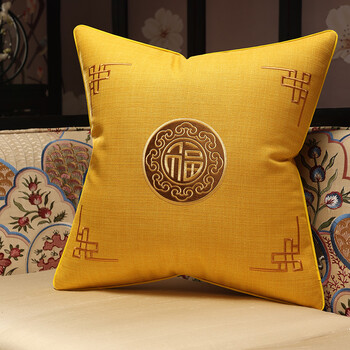 织宝新中式抱枕红木沙发靠垫中国风客厅靠枕实木家具办公室椅子腰枕