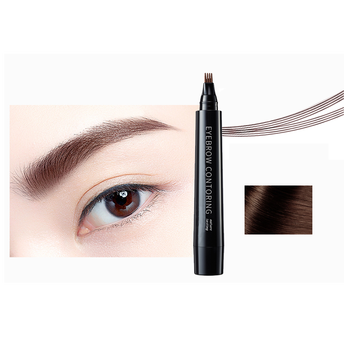 分叉仿生眉笔仿真根根分明液体不脱色持久防水防汗女 四分叉眉笔 深咖