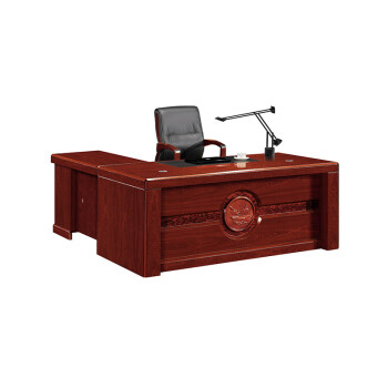 优茂办公家具老板桌办公桌大班台主管桌现代简约实木贴面油漆经理桌 红胡桃色B-18V5