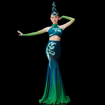 演出服】傣族舞蹈服装成人成人云南西双版纳独舞艺考孔雀舞裙长袖套装