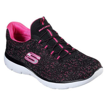 skechers斯凯奇女鞋一脚蹬轻质单鞋织物透气运动鞋休闲鞋12987black
