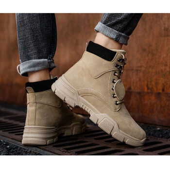 森马惠州做旧马丁靴男2022秋季男鞋高帮劳保大黄靴子男士工作休闲鞋高