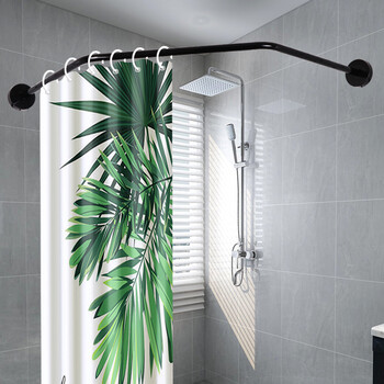 加厚304免打孔浴帘杆钻石型菱形卫生间防水浴室浴帘套装异形定做经典