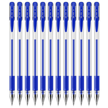 立信 （12支装）0.5mm中性笔子弹头黑笔学生用考试专用红色墨蓝黑色水性笔红笔教师专用批改 6600ES/子弹头/蓝12支