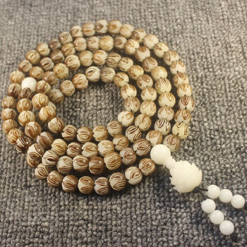 白玉莲花菩提根手串手持念珠素珠108颗配饰手链原籽车 莲花菩提36颗