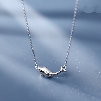 项链灵动小海豚锁骨链网红气质刻字吊坠饰品520灵动项链925银鲸鱼项链