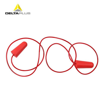 代尔塔 PU带绳耳塞 防噪音 车间工作 学习耳塞 103106 红色 可重复使用（200副/盒） 28803