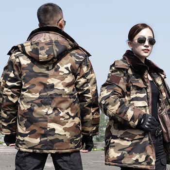 迷彩冬季迷彩军棉大衣男冬季加厚防寒中长款保安工作服执勤劳保冷库