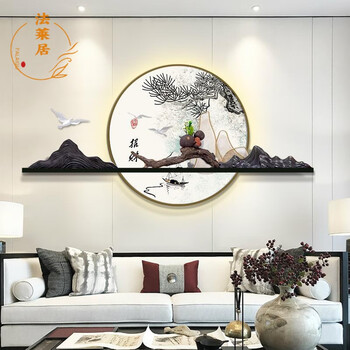 新中式别墅客厅酒店会所入户玄关装饰画茶室禅意沙发电视背景墙挂画