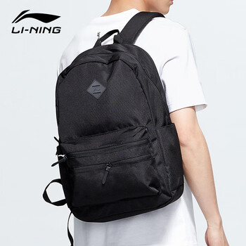 李宁(li-ning)双肩包男包女包2024新款黑色休闲背包情侣时尚运动包