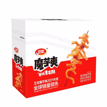 卫龙魔芋爽辣条 香辣味 素毛肚网红小零食 24g*20包*18盒/箱