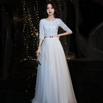 诺嫚娣轲小个子晚礼服平时可穿合唱演出服长裙2022仙气纱裙朗诵比赛