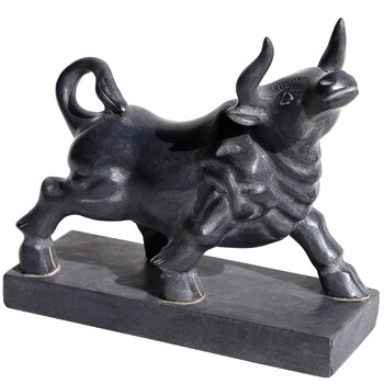 石雕牛石头牛家居摆件一对生肖牛玄关抬头雕刻石牛原石雕刻 长20高18