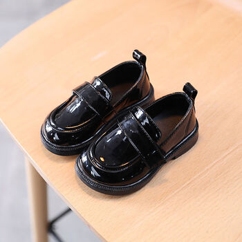 2022春秋新款小女孩蝴蝶结公主乐福鞋中小童软底宝宝皮鞋136岁2黑pj25