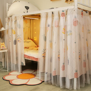 遮光床帘学生宿舍上铺帘子上下床围帘下铺桌帘公主幔纱隐私帘寝室菠萝