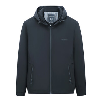 外套奥康男士春秋款外套休闲轻户外连帽教练夹克中老年爸爸秋装上衣服