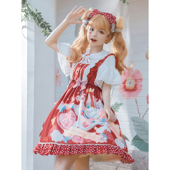 wisben绵绵糖果罐lolita公主原创正jsk可爱日常洛丽塔连衣甜lo酒红色