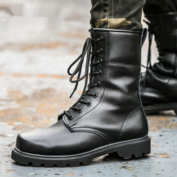 官方旗舰牛皮军迷靴 男作战靴 钢头钢底马丁靴 男士靴子男靴 单里