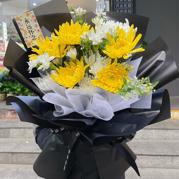 浪漫季节鲜花速递清明节菊花花束祭奠祭扫墓祀追悼同城配送 9朵白色