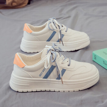 冬天初中生女生小白鞋女加绒高中生年春秋季新款百搭运动休闲老爹米蓝