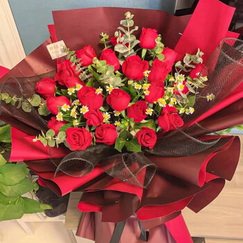 送女友送老婆全国花店同城送北京成都重庆 d款-21朵红玫瑰花束【图片