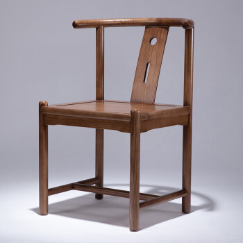 致泽新中式餐椅全实木家具靠背椅子现代家用简约茶室客椅书房扶手椅子 胡桃色