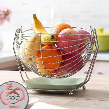 SenseYo创意水果盘北欧风格304不不锈钢水果篮现代客厅家用收纳篮沥水果盆 组合304水果篮（4个4色盘）