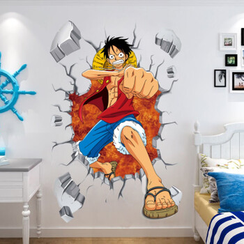 墙贴画动漫动漫海贼王窗户海报自粘墙纸路飞索隆学生卧室宿舍装饰墙