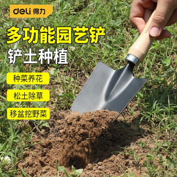 得力（deli）园艺小铲子种花赶海工具种菜栽养花多肉家用园林铁铲铁锹花铲锄头 【推荐】园艺宽铲DL580811