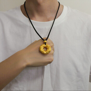 老凤凰999足金黄金吊坠圆貔貅男士项链3d硬金男款挂坠时尚首饰品生日