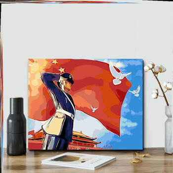 iyunp国庆建饰画diy油彩画数字油画祖国手绘爱国爱党定制 祖国8 40*50