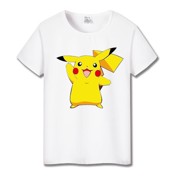 时尚夏季情侣装中学生男士女生圆领卡通动漫周边衣服潮流皮卡丘h款m女