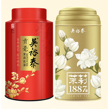吴裕泰茶叶茉莉花茶贡毫1887特种茶扛鼎组合花茶新罐装180g装180g