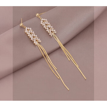 珍珠流苏耳环2023年新款潮气质长款耳坠银独特网红秋珍珠流苏s925银针